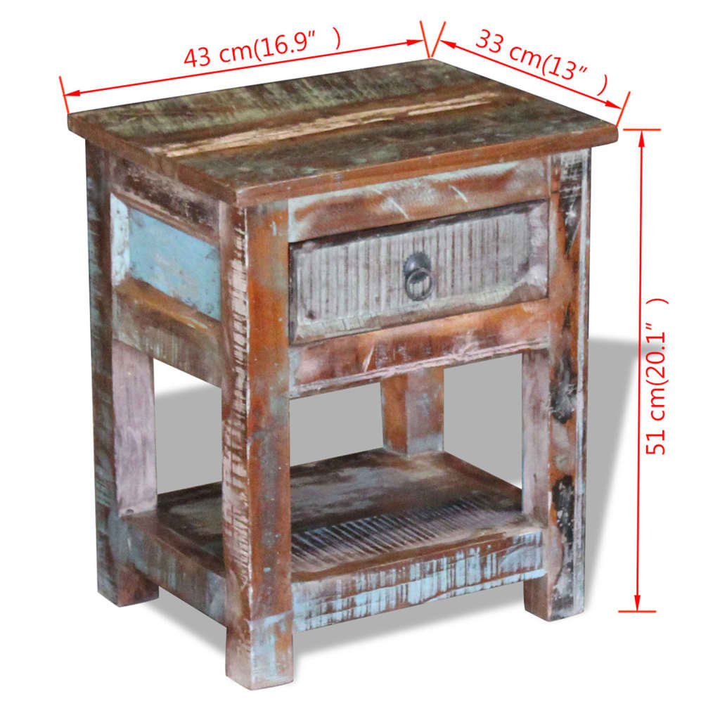 Bijzettafel met lade 43x33x51 cm massief gerecycled hout is nu te koop bij PeponiXL, paradijselijk wonen!