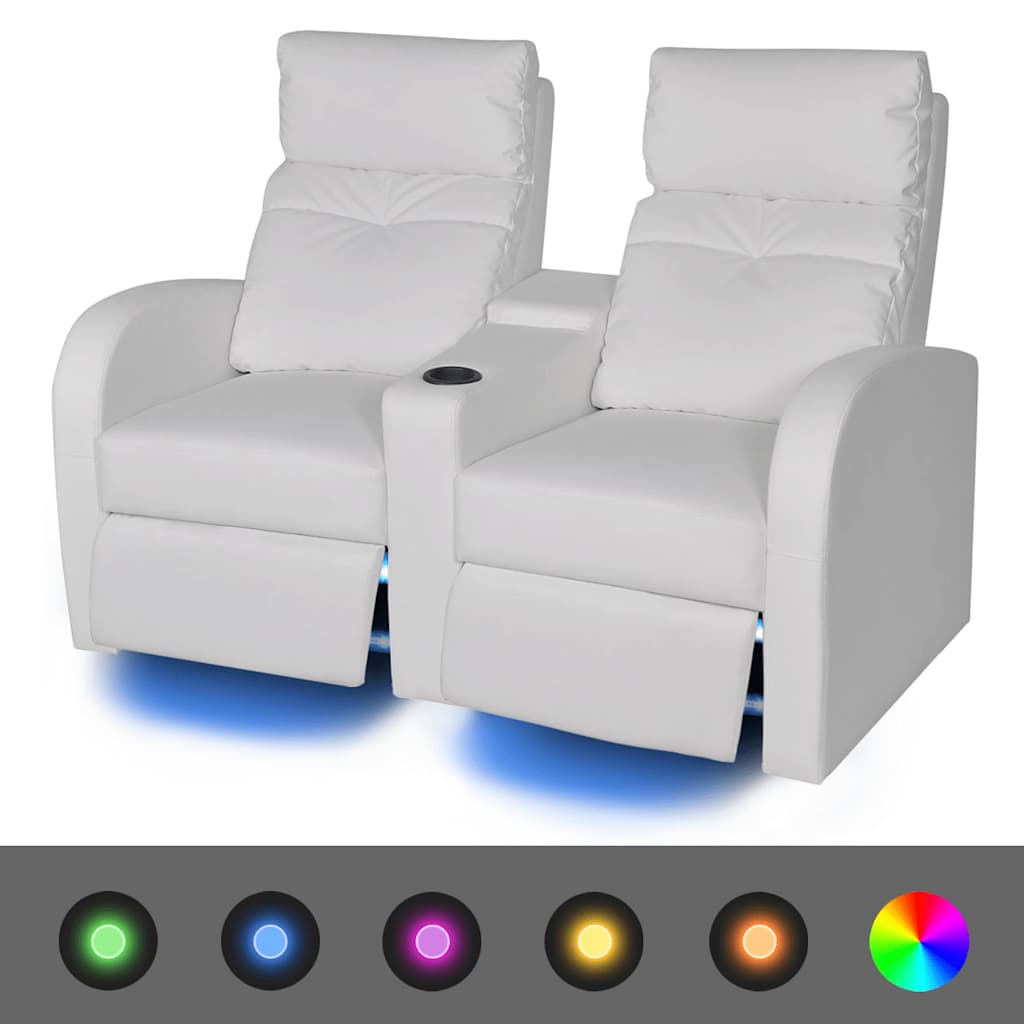 LED Dubbele leunstoel 2-zits kunstleer wit is nu te koop bij PeponiXL, paradijselijk wonen!