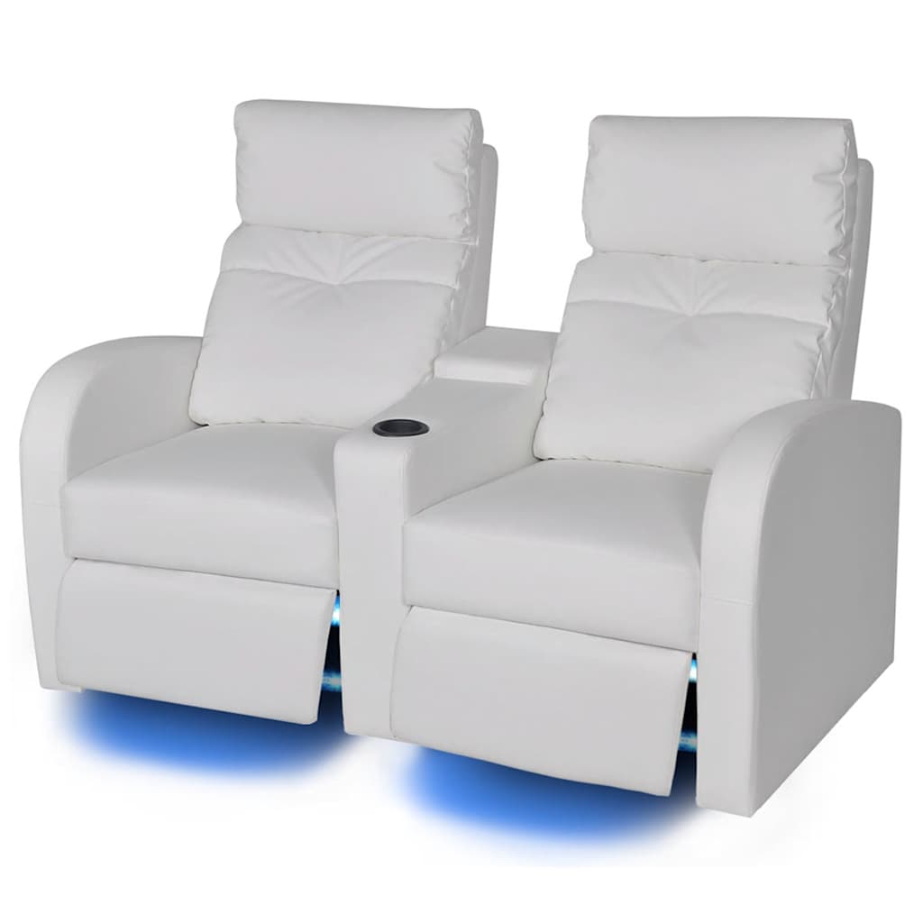 LED Dubbele leunstoel 2-zits kunstleer wit is nu te koop bij PeponiXL, paradijselijk wonen!