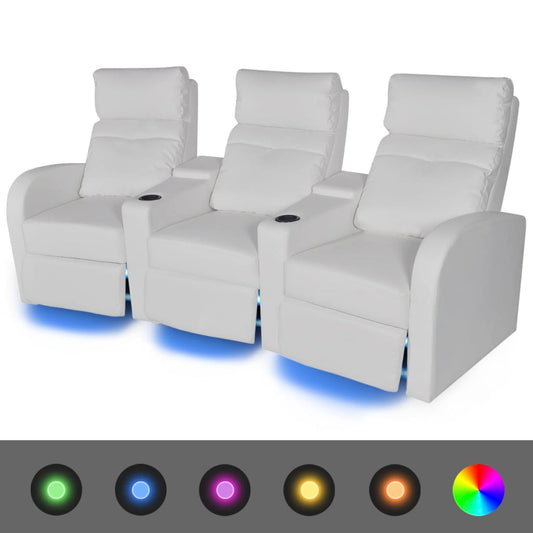 LED Driedubbele Leunstoel 3-zits kunstleer wit is nu te koop bij PeponiXL, paradijselijk wonen!