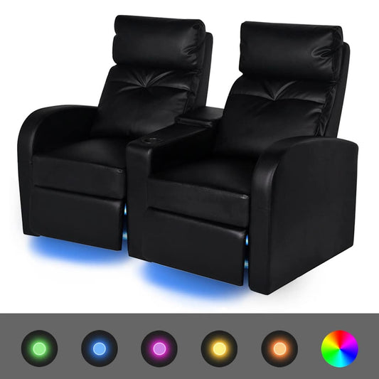 LED Dubbele leunstoel 2-zits kunstleer zwart is nu te koop bij PeponiXL, paradijselijk wonen!
