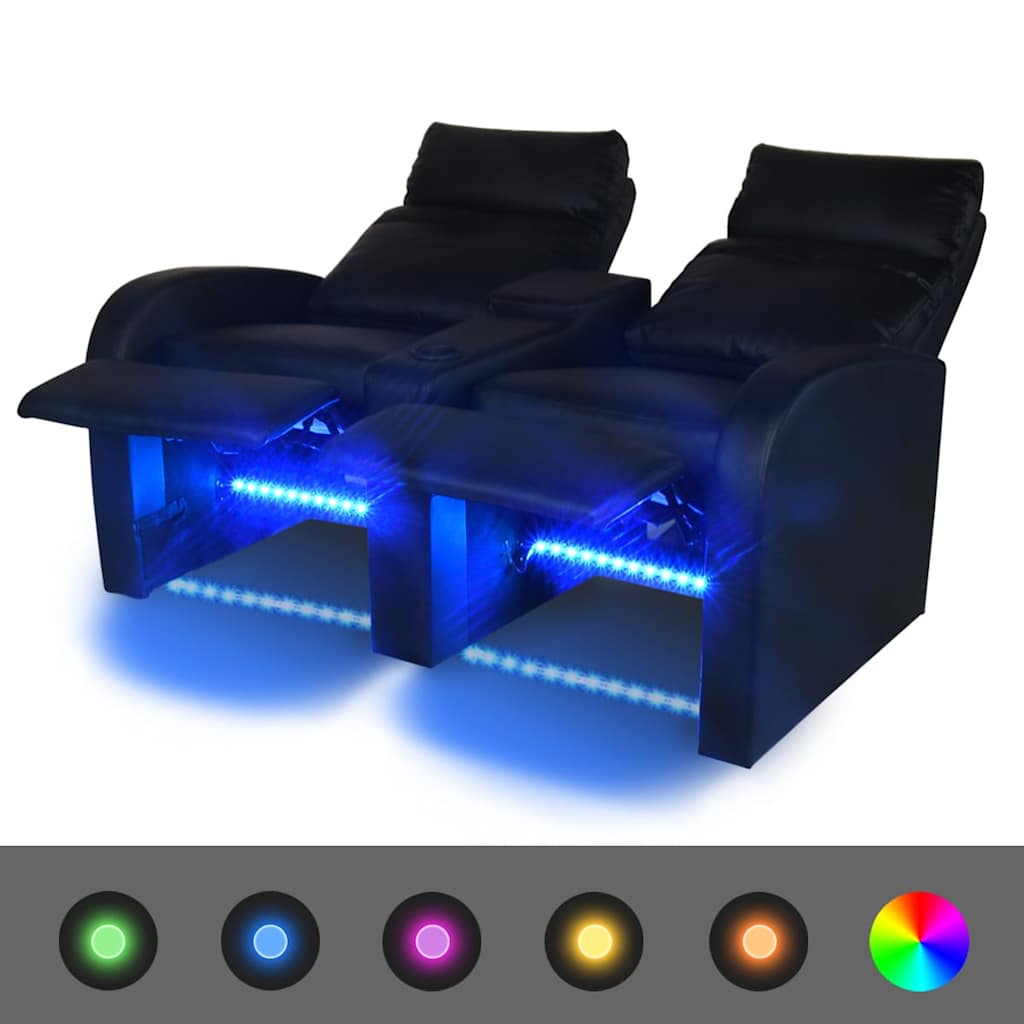 LED Dubbele leunstoel 2-zits kunstleer zwart is nu te koop bij PeponiXL, paradijselijk wonen!