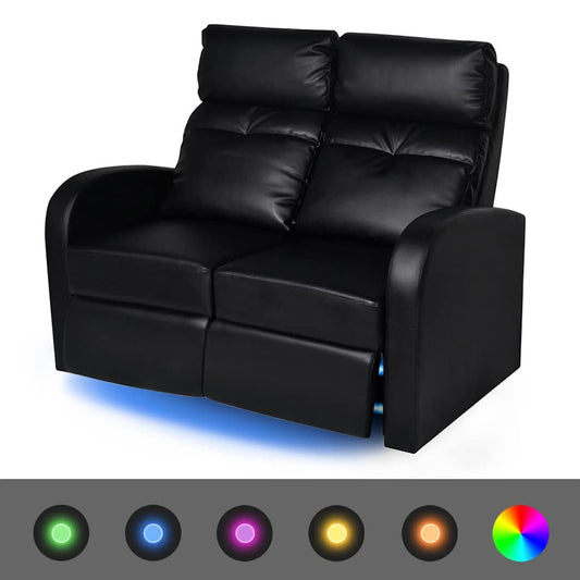 LED Leunbank 2-zits kunstleer zwart is nu te koop bij PeponiXL, paradijselijk wonen!