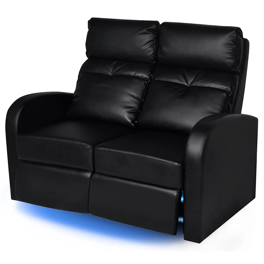 LED Leunbank 2-zits kunstleer zwart is nu te koop bij PeponiXL, paradijselijk wonen!