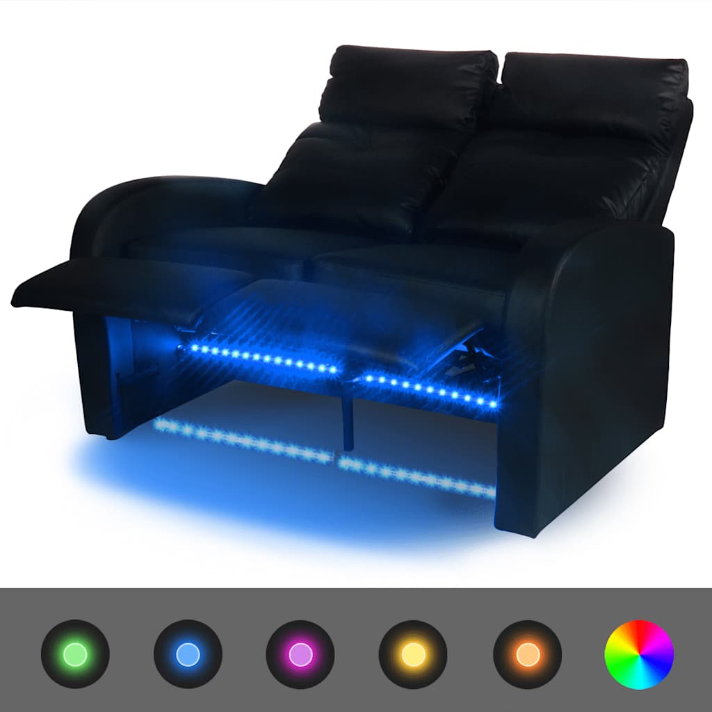 LED Leunbank 2-zits kunstleer zwart is nu te koop bij PeponiXL, paradijselijk wonen!