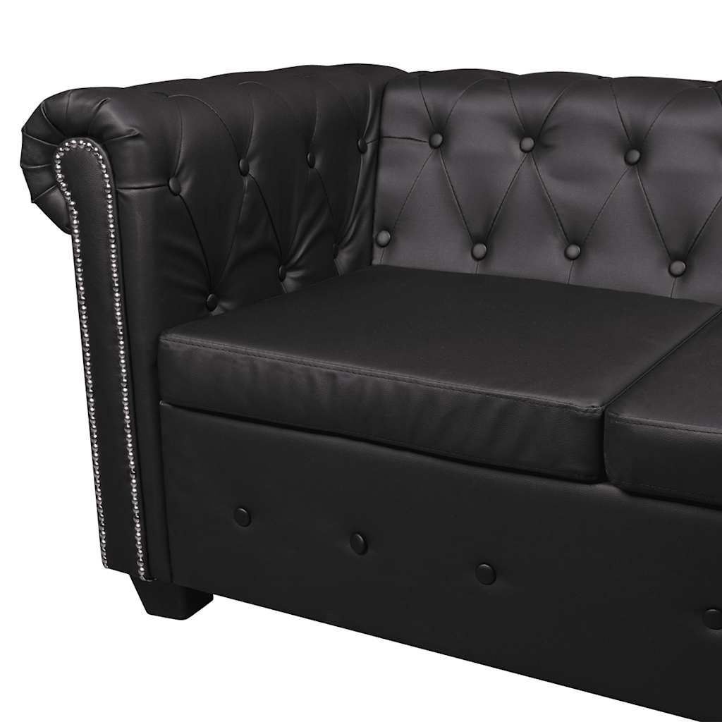 Hoekbank 5-zits Chesterfield-stijl kunstleer zwart is nu te koop bij PeponiXL, paradijselijk wonen!