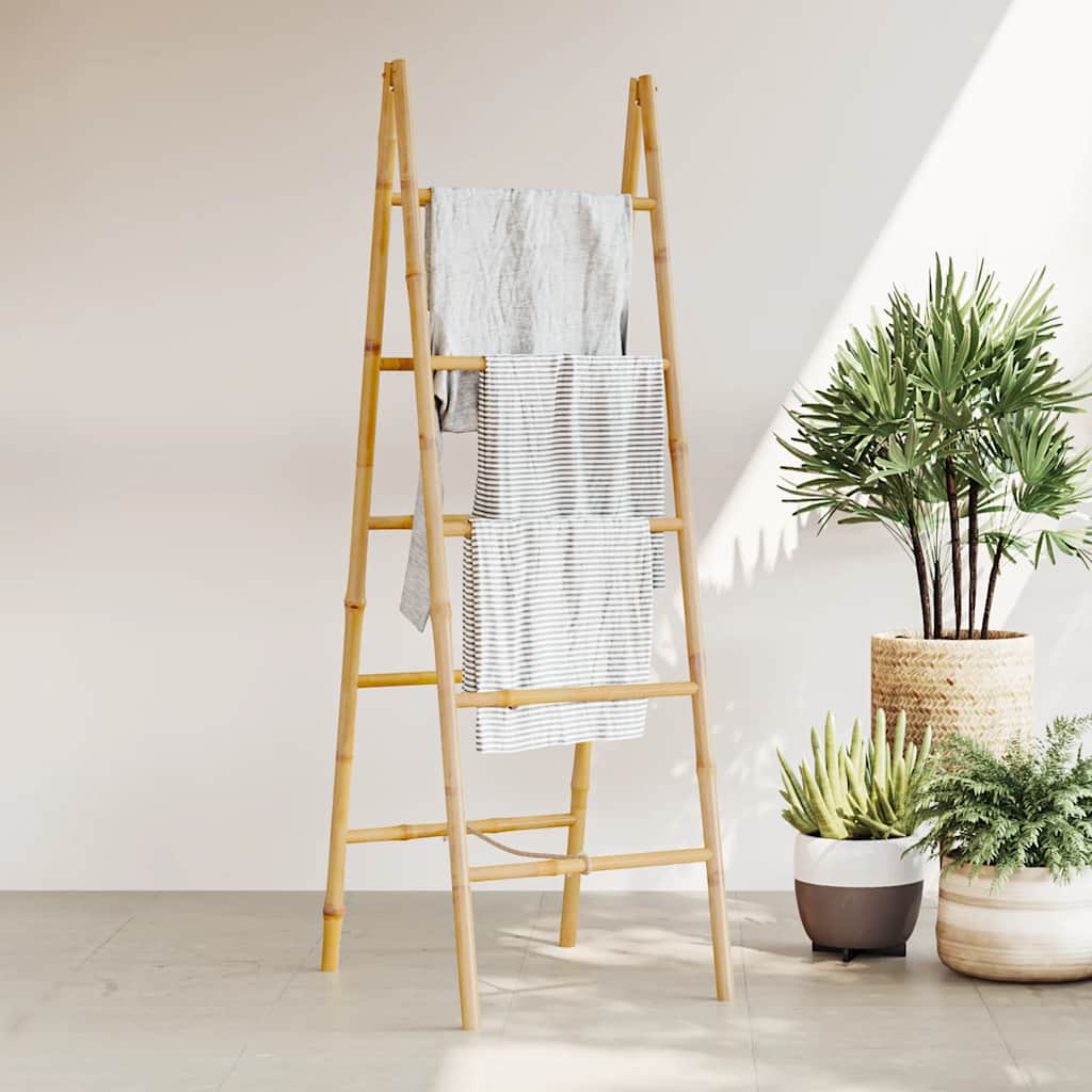 Dubbele handdoekenladder met 5 tredes 50x160 cm bamboe is nu te koop bij PeponiXL, paradijselijk wonen!