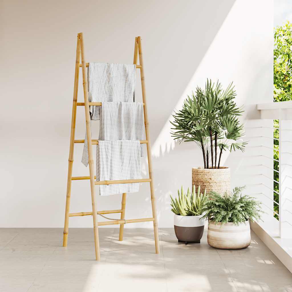 Dubbele handdoekenladder met 5 tredes 50x160 cm bamboe is nu te koop bij PeponiXL, paradijselijk wonen!