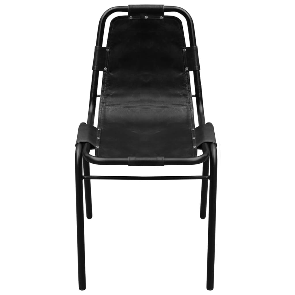 Eetkamerstoelen 2 st echt leer zwart is nu te koop bij PeponiXL, paradijselijk wonen!