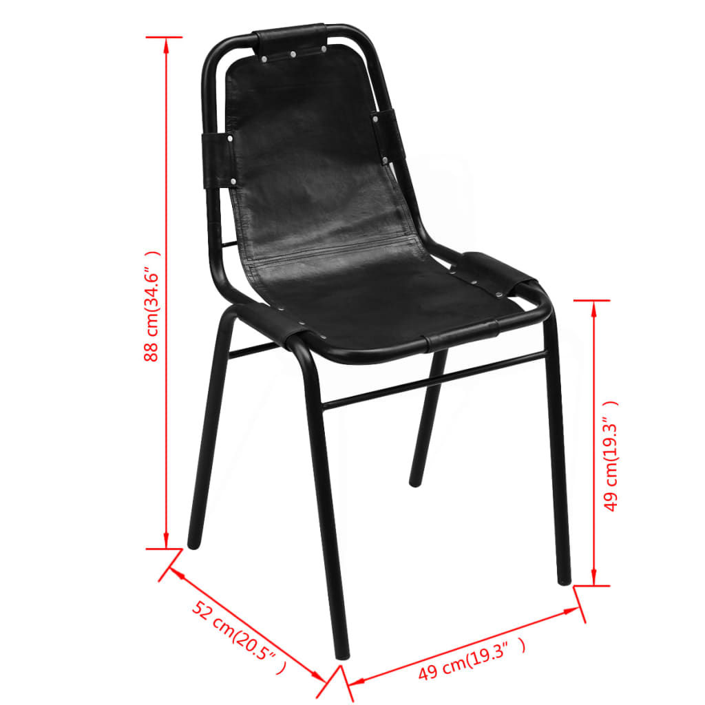Eetkamerstoelen 2 st echt leer zwart is nu te koop bij PeponiXL, paradijselijk wonen!