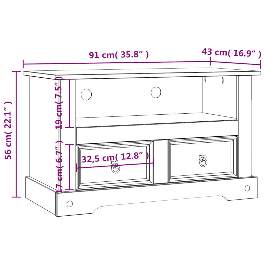 Tv-meubel Mexicaans grenenhout Corona-stijl 91x43x56 cm is nu te koop bij PeponiXL, paradijselijk wonen!