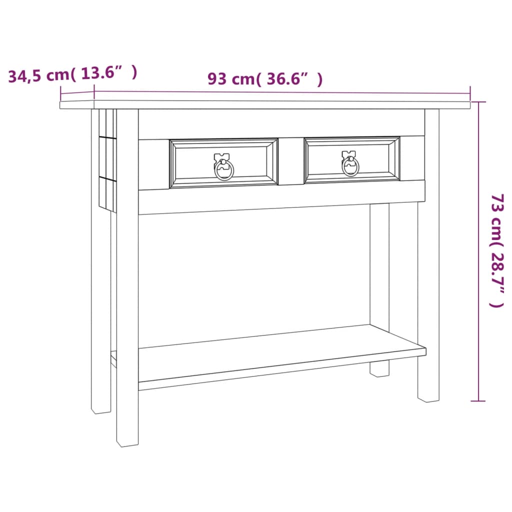 Wandtafel Mexicaans grenenhout Corona-stijl 93x34,5x73 cm is nu te koop bij PeponiXL, paradijselijk wonen!