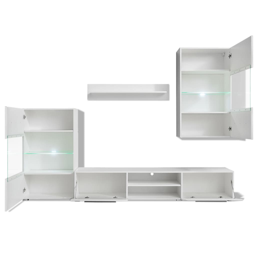Muurvitrine tv-meubel met LED-verlichting wit 5-delig is nu te koop bij PeponiXL, paradijselijk wonen!