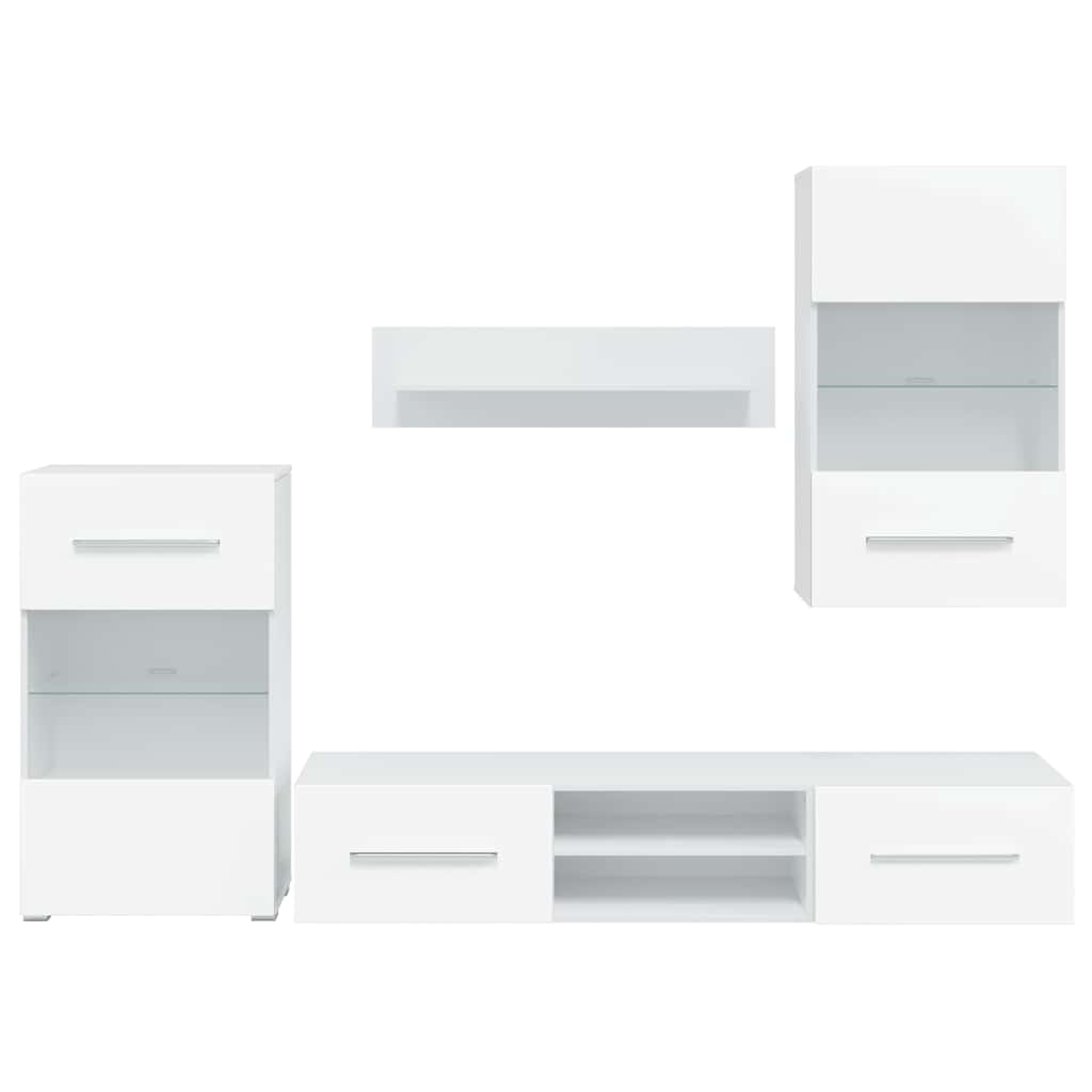 Muurvitrine tv-meubel met LED-verlichting wit 5-delig is nu te koop bij PeponiXL, paradijselijk wonen!