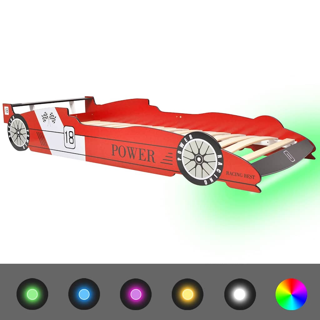 Kinderbed raceauto met LED-verlichting rood 90x200 cm is nu te koop bij PeponiXL, paradijselijk wonen!
