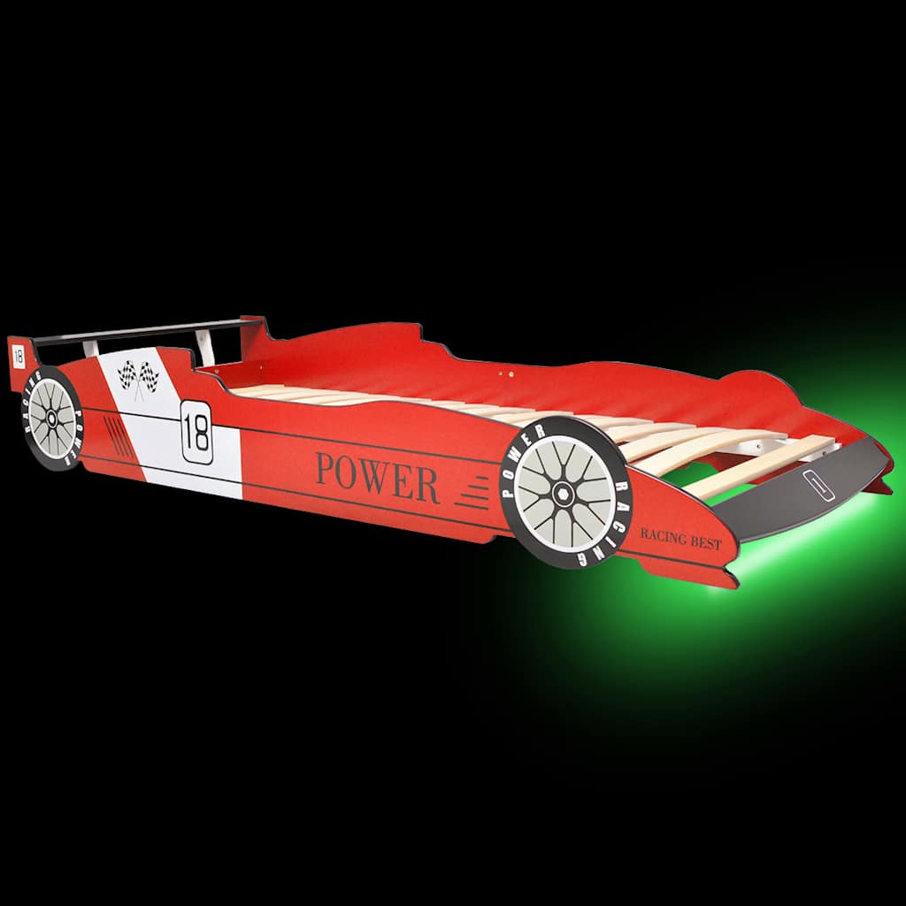 Kinderbed raceauto met LED-verlichting rood 90x200 cm is nu te koop bij PeponiXL, paradijselijk wonen!