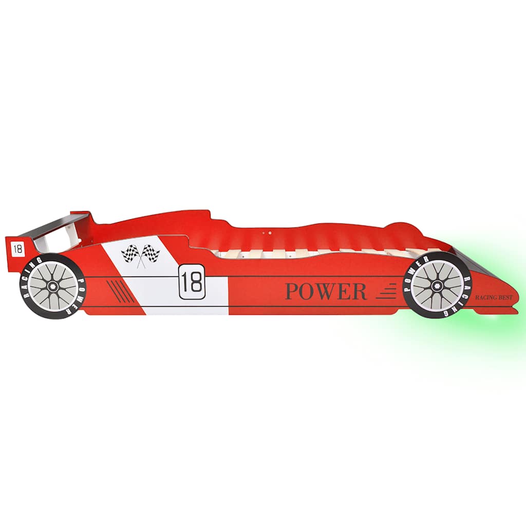 Kinderbed raceauto met LED-verlichting rood 90x200 cm is nu te koop bij PeponiXL, paradijselijk wonen!