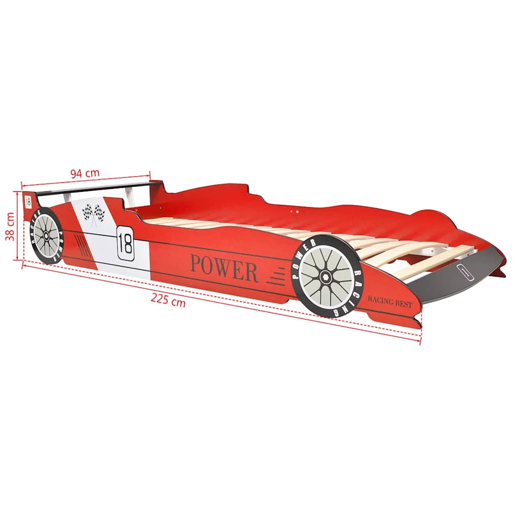 Kinderbed raceauto met LED-verlichting rood 90x200 cm is nu te koop bij PeponiXL, paradijselijk wonen!