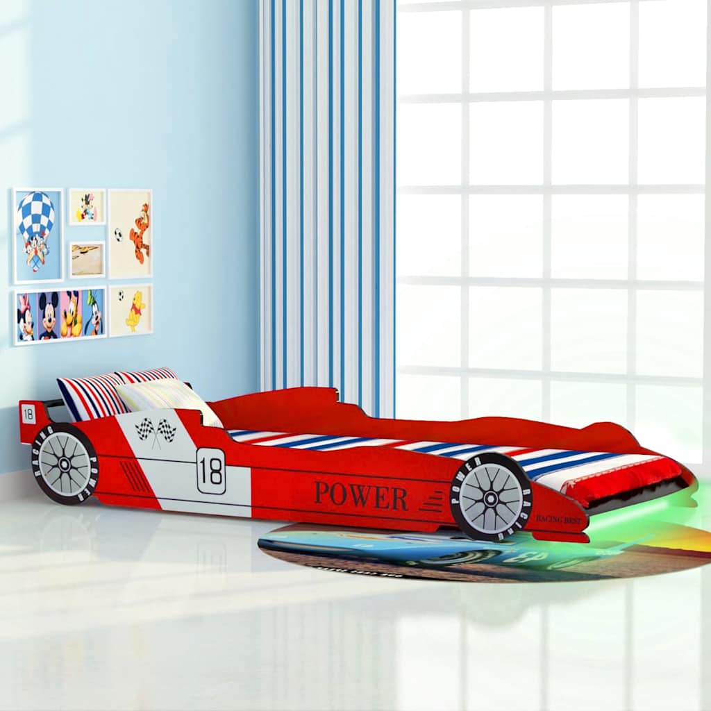 Kinderbed raceauto met LED-verlichting rood 90x200 cm is nu te koop bij PeponiXL, paradijselijk wonen!