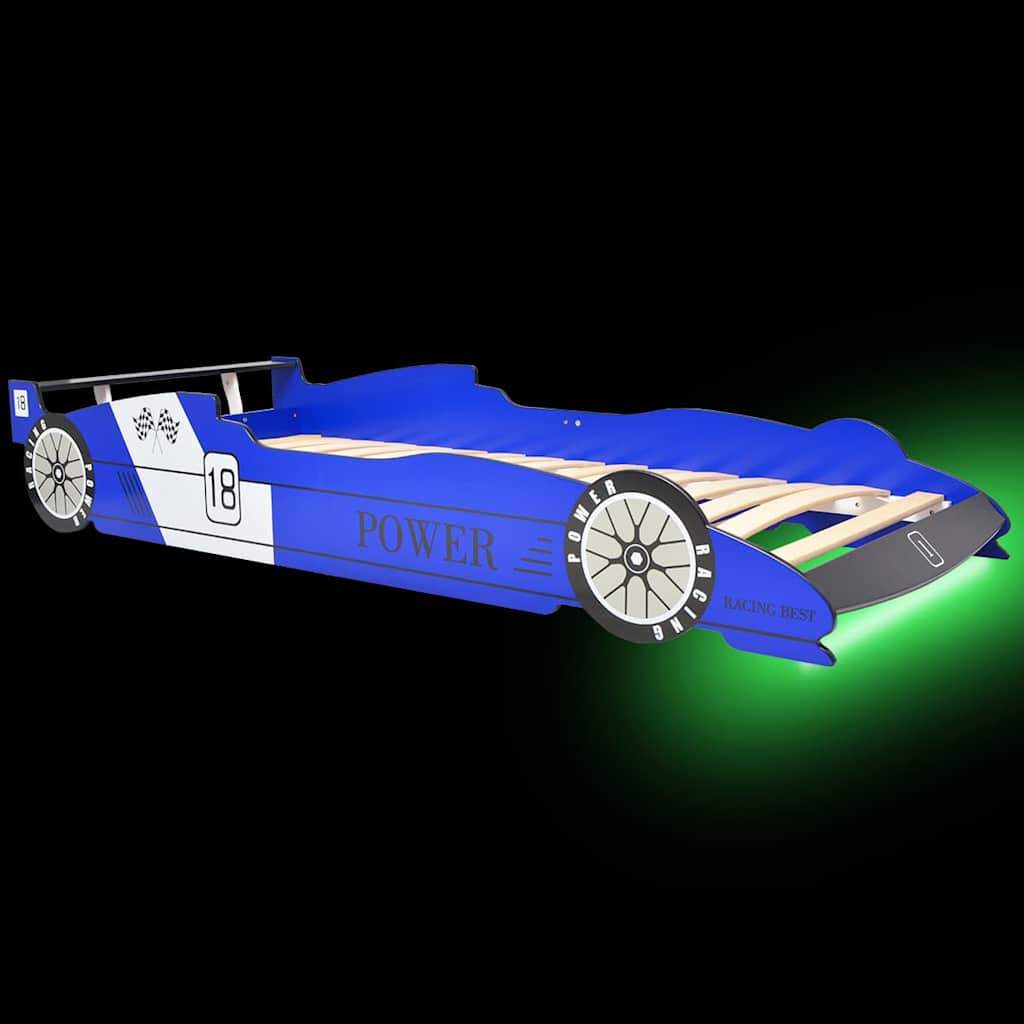 Kinderbed raceauto met LED-verlichting blauw 90x200 cm is nu te koop bij PeponiXL, paradijselijk wonen!