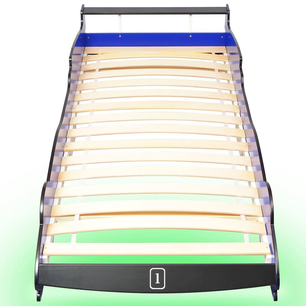 Kinderbed raceauto met LED-verlichting blauw 90x200 cm is nu te koop bij PeponiXL, paradijselijk wonen!