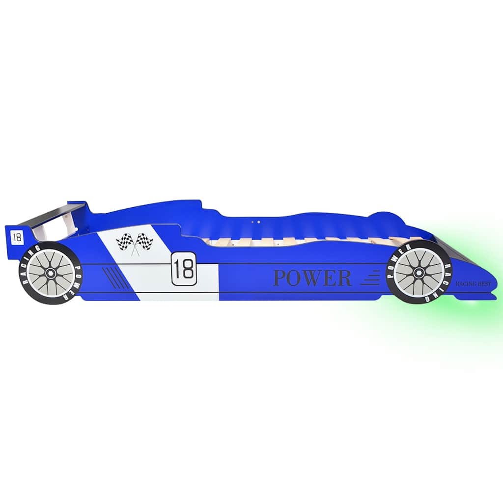 Kinderbed raceauto met LED-verlichting blauw 90x200 cm is nu te koop bij PeponiXL, paradijselijk wonen!