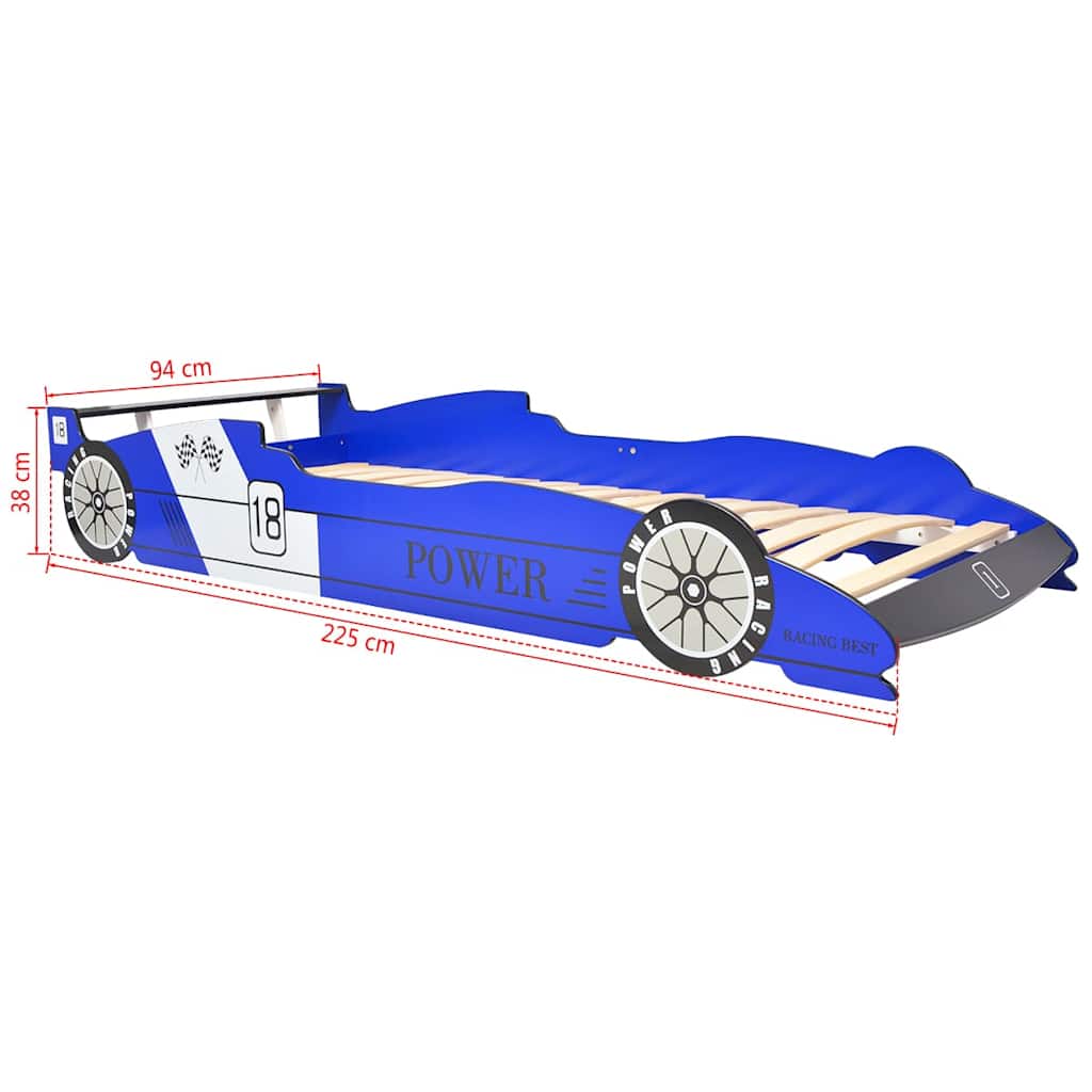 Kinderbed raceauto met LED-verlichting blauw 90x200 cm is nu te koop bij PeponiXL, paradijselijk wonen!