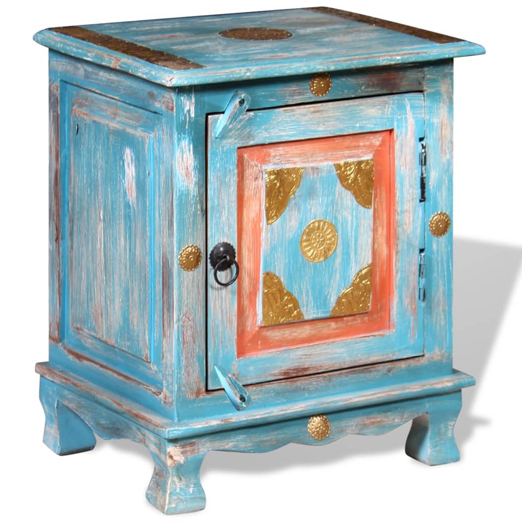 Nachtkastje massief mangohout blauw is nu te koop bij PeponiXL, paradijselijk wonen!