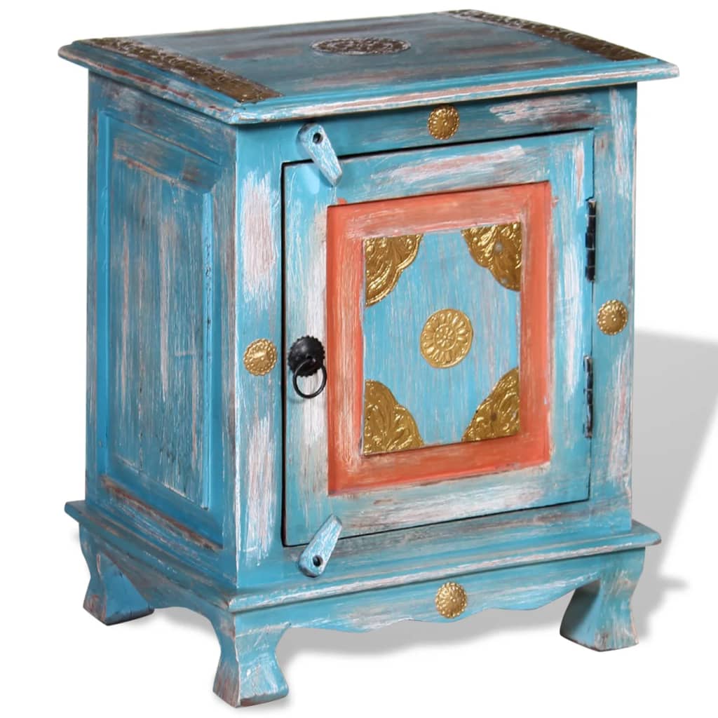 Nachtkastje massief mangohout blauw is nu te koop bij PeponiXL, paradijselijk wonen!