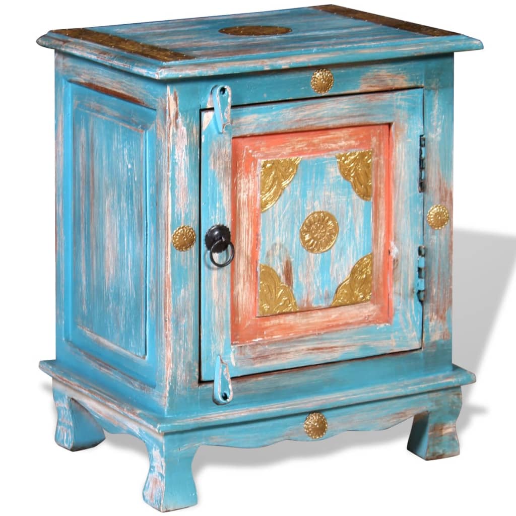 Nachtkastje massief mangohout blauw is nu te koop bij PeponiXL, paradijselijk wonen!
