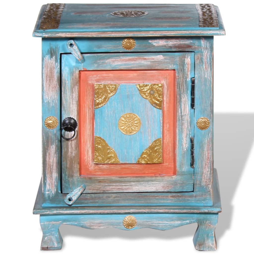 Nachtkastje massief mangohout blauw is nu te koop bij PeponiXL, paradijselijk wonen!