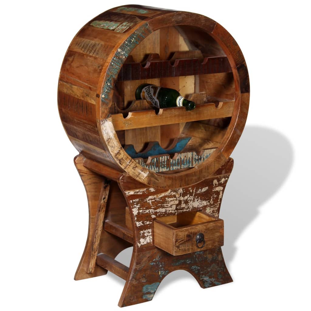 Wijnrek voor 10 flessen massief gerecycled hout is nu te koop bij PeponiXL, paradijselijk wonen!
