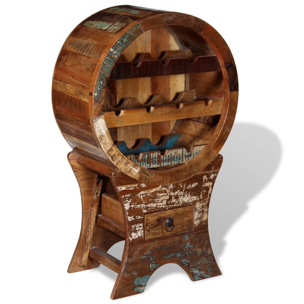 Wijnrek voor 10 flessen massief gerecycled hout is nu te koop bij PeponiXL, paradijselijk wonen!