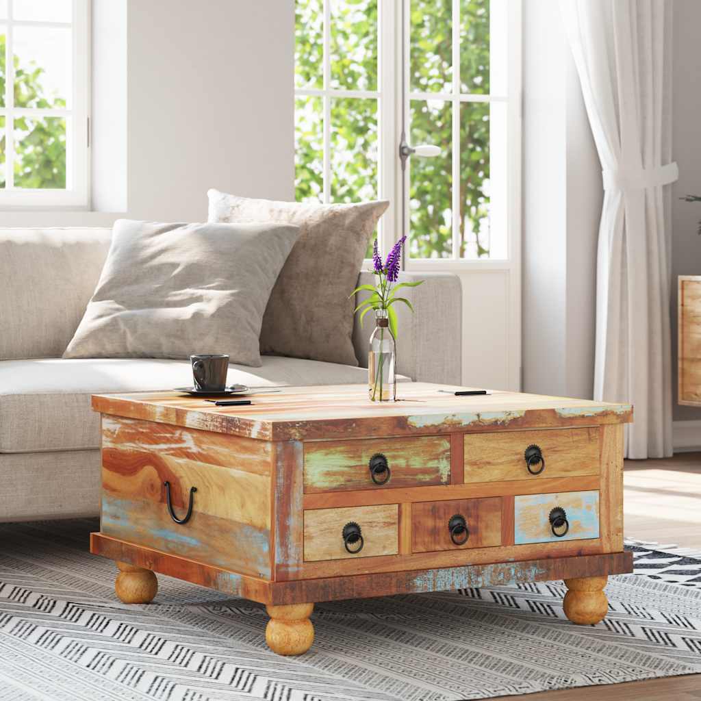Salontafel 70x70x38 cm gerecycled hout is nu te koop bij PeponiXL, paradijselijk wonen!