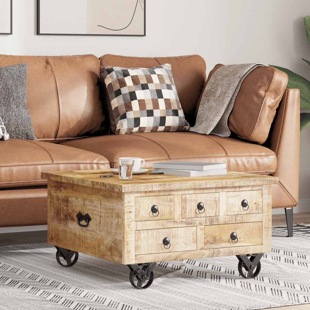 Salontafel 70x70x40 cm ruw mangohout is nu te koop bij PeponiXL, paradijselijk wonen!