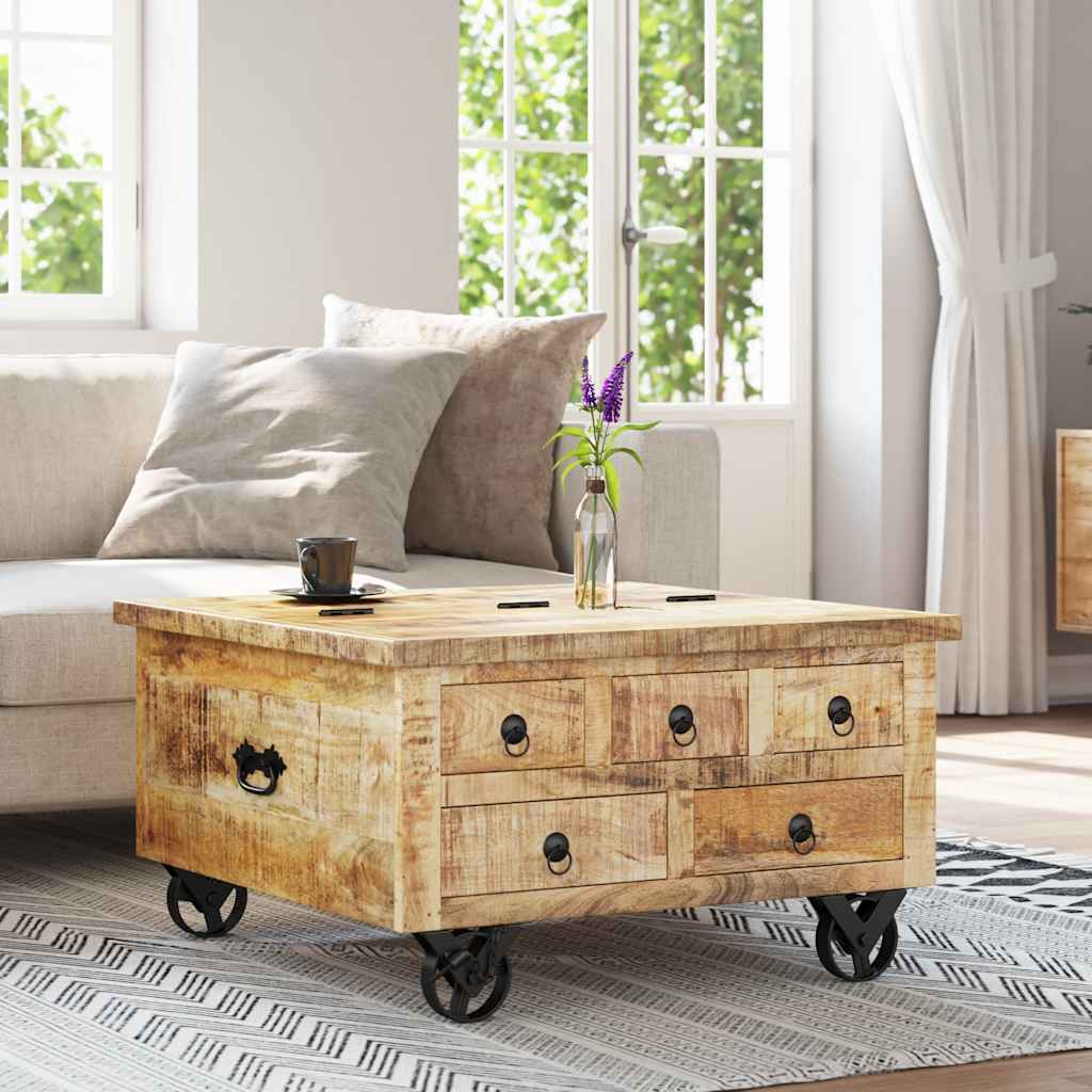Salontafel 70x70x40 cm ruw mangohout is nu te koop bij PeponiXL, paradijselijk wonen!