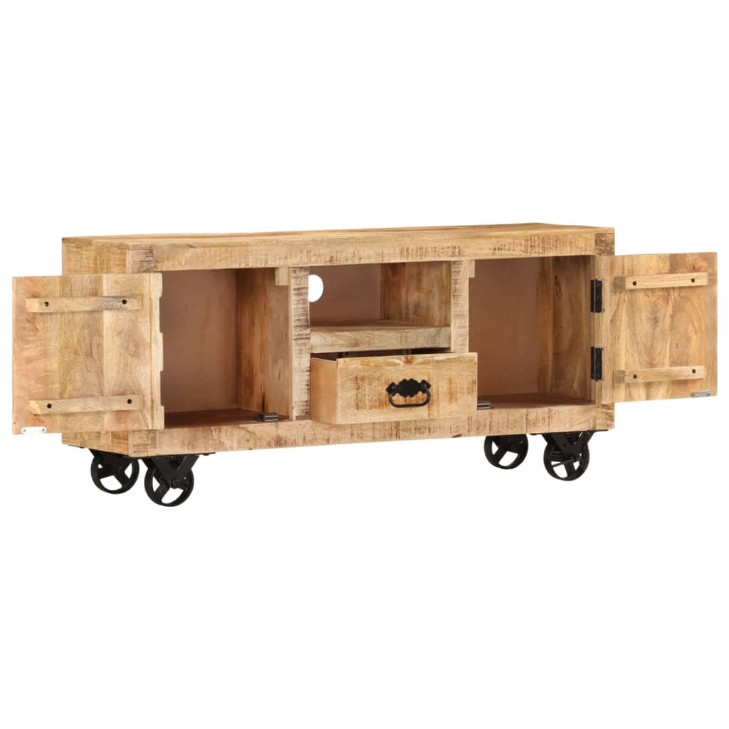 Tv-meubel 110x30x50 cm ruw mangohout is nu te koop bij PeponiXL, paradijselijk wonen!