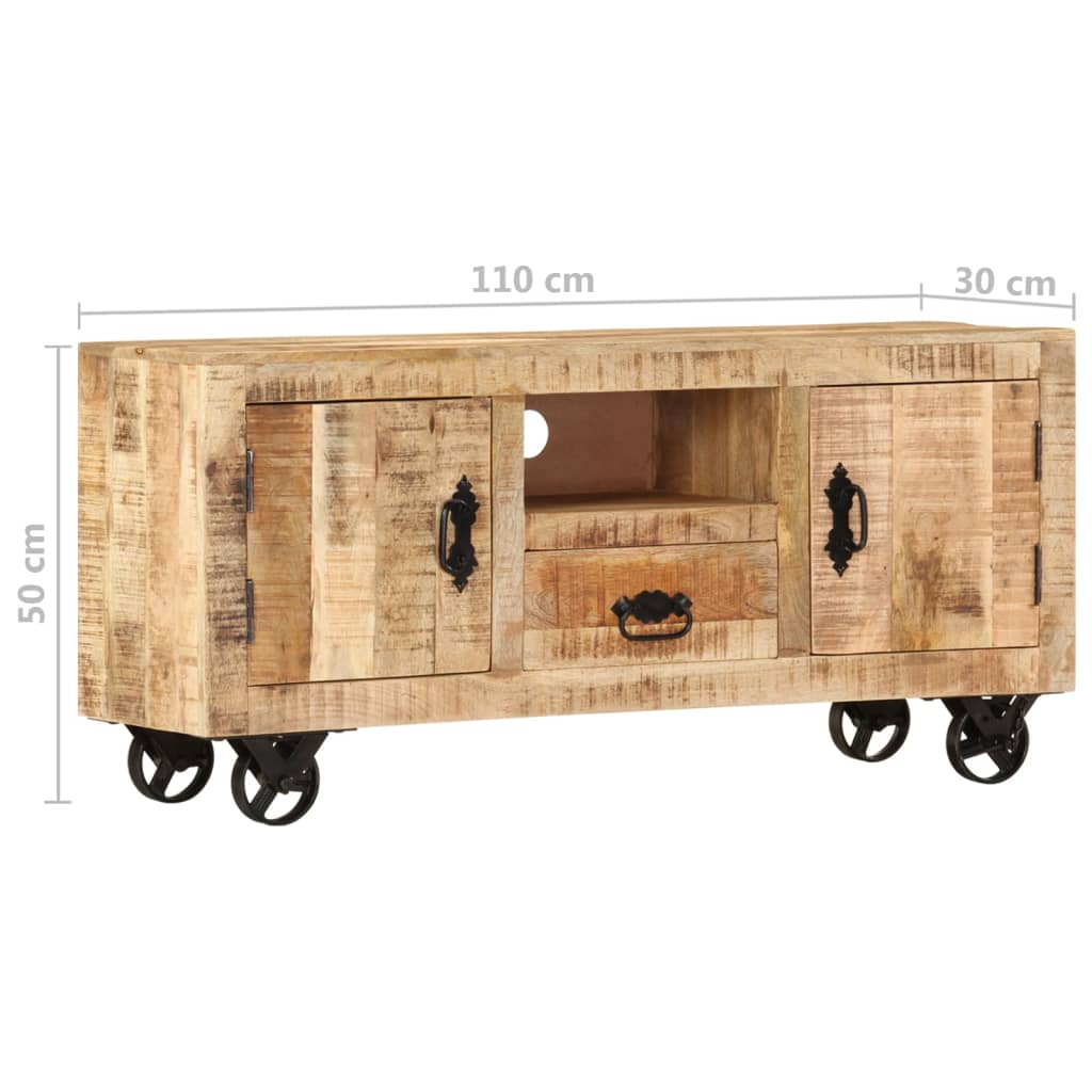 Tv-meubel 110x30x50 cm ruw mangohout is nu te koop bij PeponiXL, paradijselijk wonen!