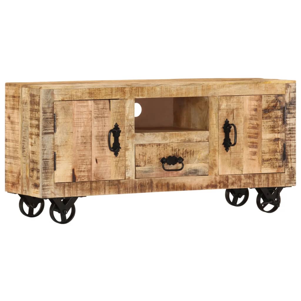 Tv-meubel 110x30x50 cm ruw mangohout is nu te koop bij PeponiXL, paradijselijk wonen!
