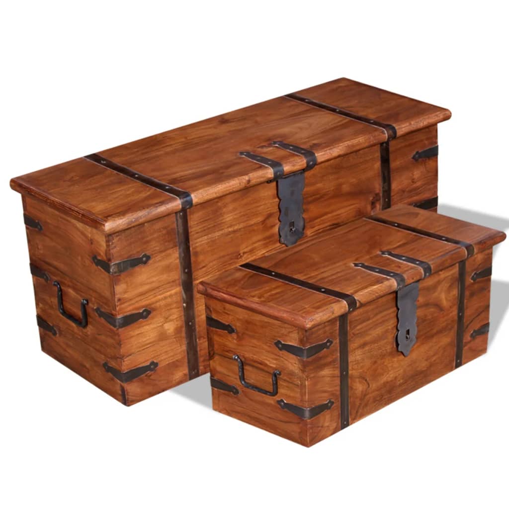 2-delige Opbergkistenset massief hout is nu te koop bij PeponiXL, paradijselijk wonen!