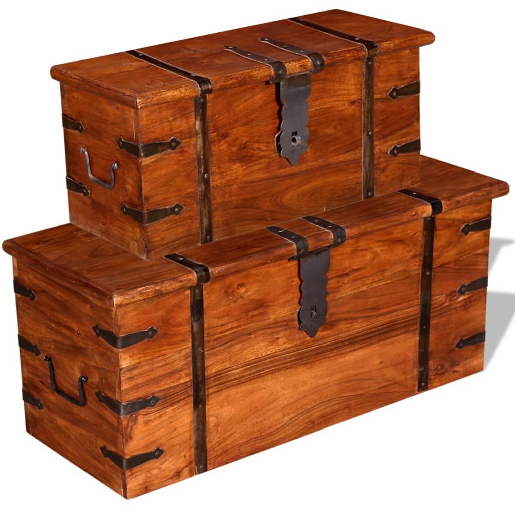 2-delige Opbergkistenset massief hout is nu te koop bij PeponiXL, paradijselijk wonen!