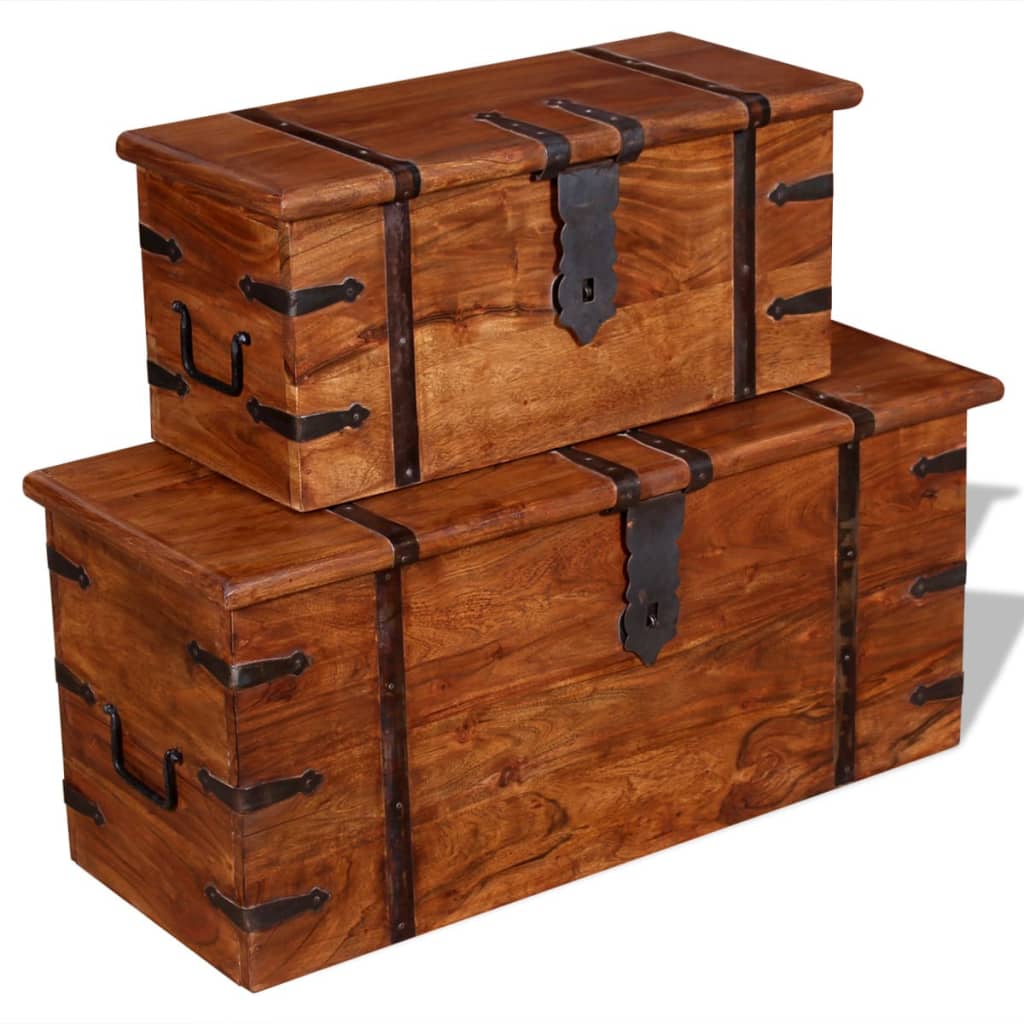 2-delige Opbergkistenset massief hout is nu te koop bij PeponiXL, paradijselijk wonen!