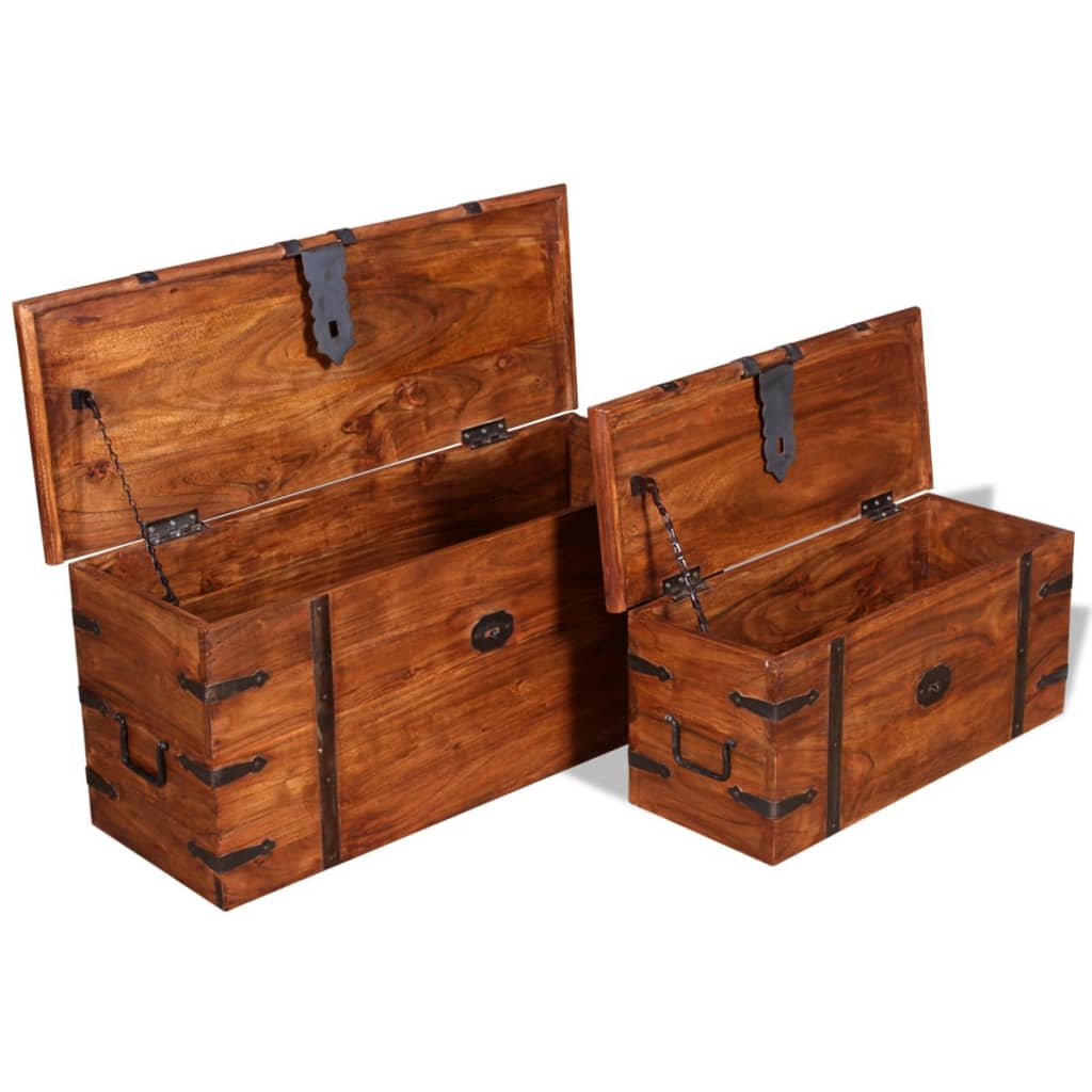 2-delige Opbergkistenset massief hout is nu te koop bij PeponiXL, paradijselijk wonen!