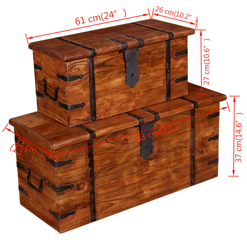 2-delige Opbergkistenset massief hout is nu te koop bij PeponiXL, paradijselijk wonen!