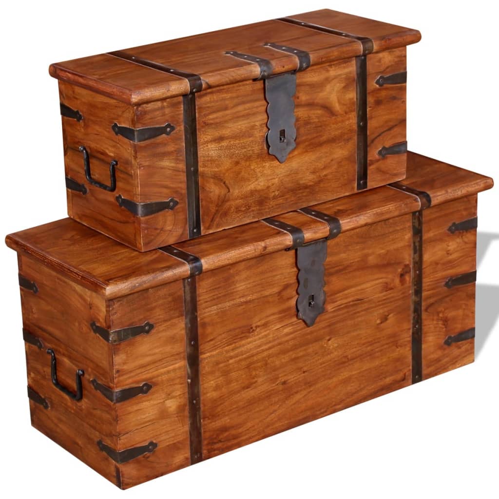 2-delige Opbergkistenset massief hout is nu te koop bij PeponiXL, paradijselijk wonen!