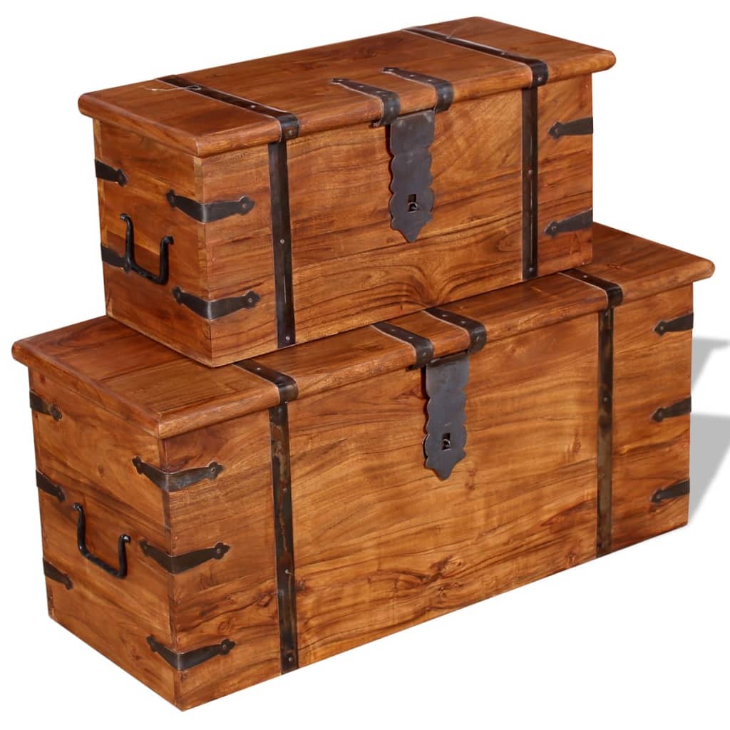 2-delige Opbergkistenset massief hout is nu te koop bij PeponiXL, paradijselijk wonen!