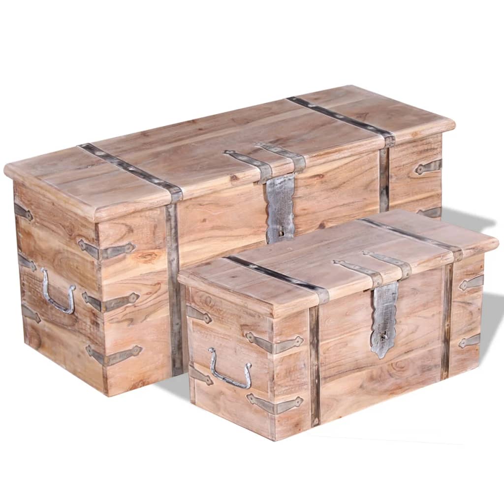 2-delige Opbergkistenset acaciahout is nu te koop bij PeponiXL, paradijselijk wonen!