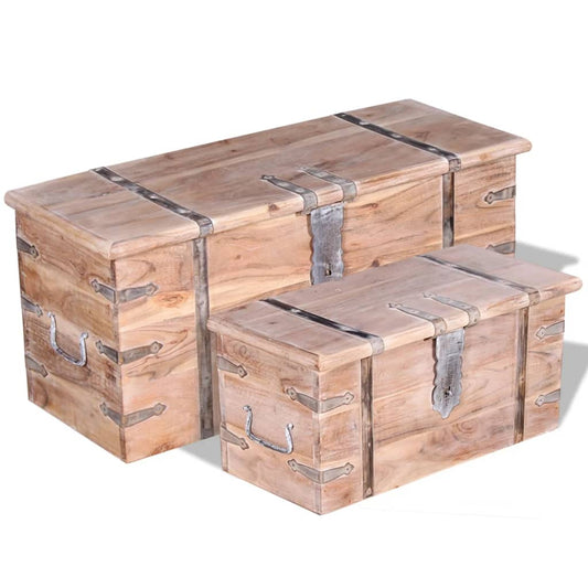 2-delige Opbergkistenset acaciahout is nu te koop bij PeponiXL, paradijselijk wonen!