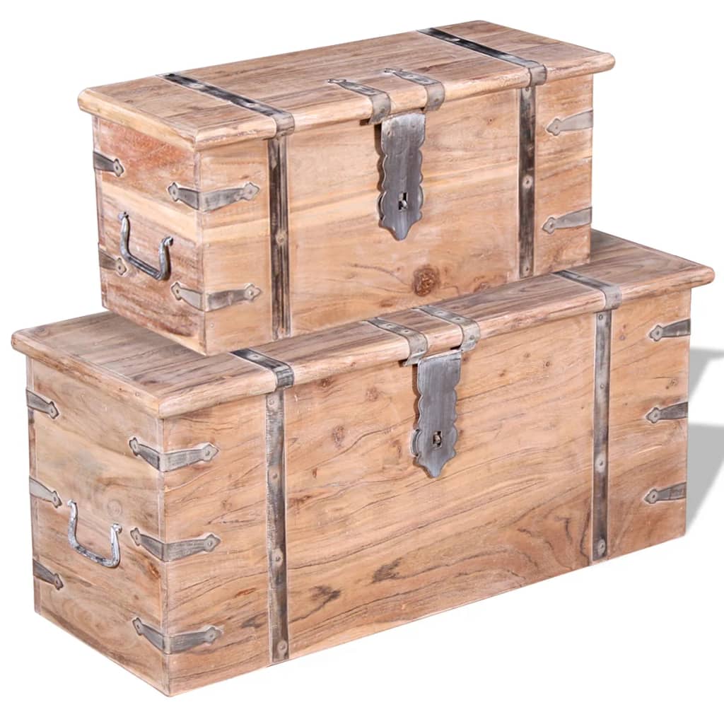 2-delige Opbergkistenset acaciahout is nu te koop bij PeponiXL, paradijselijk wonen!