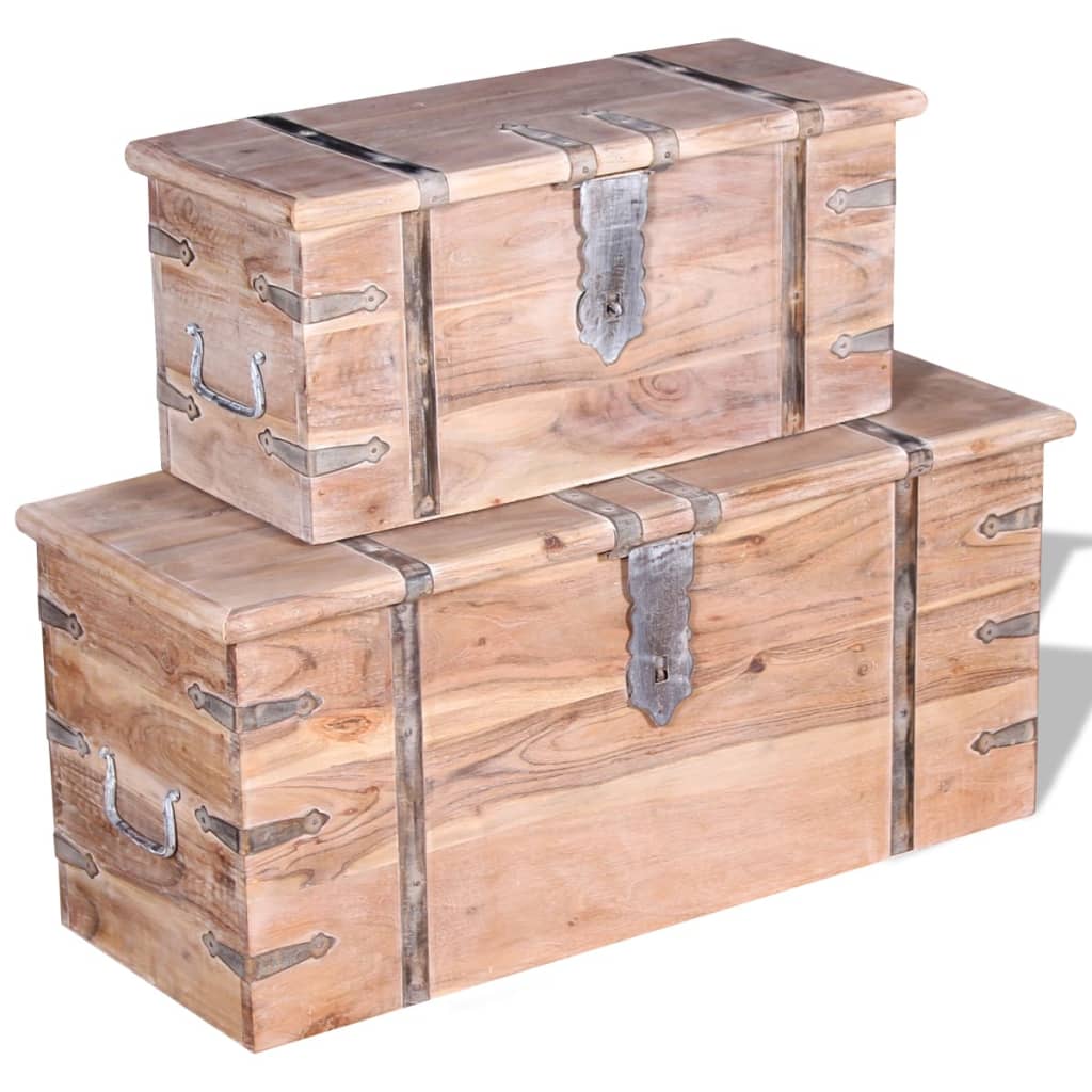 2-delige Opbergkistenset acaciahout is nu te koop bij PeponiXL, paradijselijk wonen!